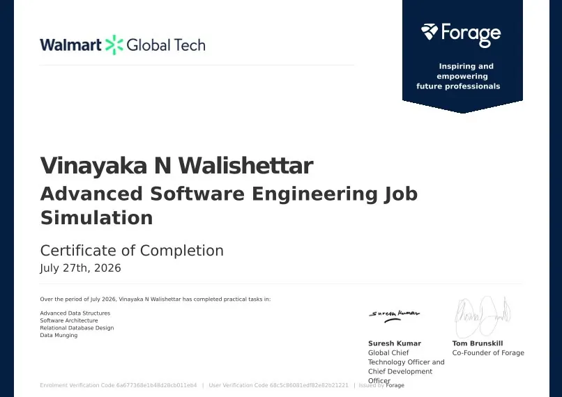 Walmart Global Tech certificate